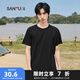 三福2025夏季新款短袖t恤男女圓領(lǐng)純色上衣情侶款白色休閑打底衫 圓領(lǐng)-黑色 XL