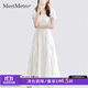 MeetMetro瑪依爾時(shí)尚氣質(zhì)連衣裙女2025夏季新款法式小香風(fēng)仙女裙 白色【現貨閃電發(fā)】 XL
