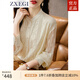 ZXEGI高檔設(shè)計感真絲襯衫女長袖蕾絲法式100%桑蠶絲氣質(zhì)通勤風(fēng)上衣 米色 XL