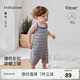 babylove嬰兒連體衣夏季莫代爾條紋男女寶寶哈衣吊帶爬服無袖夏裝 藍條紋 80cm