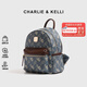 CHARLIE&KELLI女士雙肩包時(shí)尚新品優(yōu)雅通勤背包 藍色【京倉配送 品牌禮袋】