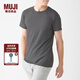 無印良品（MUJI）男式 使用了棉的冬季內(nèi)衣 圓領(lǐng)短袖T恤 69AA450 秋衣保暖衣打底衫 炭灰色 XS