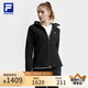 FILA 斐樂官方女裝梭織外套2025春新款健身運(yùn)動(dòng)基礎(chǔ)加絨連帽上衣 深黑-BK L (170) 88A