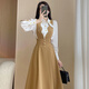 悠菲詩(shī)時(shí)尚女裝套裝時(shí)髦洋氣款減齡女人味小個(gè)子2025年秋季韓版連衣裙 卡其色 【襯衫+背帶裙】 M