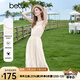 百圖betu女裝2025夏季新款連衣裙無袖西米亞吊墜花邊裙子女2507T49 淺杏色 S
