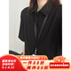 Shelley Jones黑色冰絲短袖襯衫男夏季潮牌薄款寬松休閑襯衣感疊穿防曬外套 黑色 XL [推薦120-140斤]