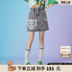 LALABOBO【商場(chǎng)款】松緊高腰牛仔半身裙女減齡百搭純棉短裙潮L22B-WXZQ14 黑牛仔 S