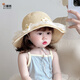 貝娜茜兒童防曬帽寶寶帽子草帽嬰幼兒遮陽(yáng)帽男童女童夏季沙灘太陽(yáng)帽新款 小花朵-米色 1-5歲（46-52CM）帽檐7.5CM
