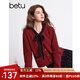 百圖betu冬季新款女士蝴蝶結(jié)針織衫小香風(fēng)毛衣女2412T11 紅色 S
