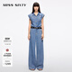 MISS SIXTY2025春季新款牛仔連體褲女復(fù)古工裝一體式連衣褲 中藍(lán) S