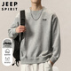 JEEP SPIRIT吉普?qǐng)A領(lǐng)衛(wèi)衣男士秋季休閑寬松上衣男士T恤潮流男裝 灰色 XL