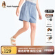 暇步士（Hush Puppies）童裝兒童女大童2025夏季時尚俏皮簡約別致假日活力感牛仔短褲 淺牛仔 【寬松版】 170