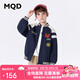 MQD童裝男大童秋季學(xué)院風(fēng)插肩袖字母棒球領(lǐng)外套 藏青 150