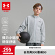 安德瑪（Under Armour）男女童裝春秋季運(yùn)動(dòng)休閑舒適拉鏈立領(lǐng)合身針織外套253322707 花灰色 170