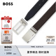 BOSS博斯【七夕節(jié)禮物】男士2025夏季新款針扣加牌扣雙面皮革腰帶 002-黑色 EU:ONESI