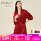 金三塔真絲睡袍女桑蠶絲輕奢簡(jiǎn)約系帶起居晨袍女士浴袍 單袍-焦糖紅 XL