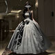 皓月加冕lolita晚禮服女高端輕奢細閃花嫁學(xué)生成人禮洛麗塔公主裙 銀灰色+裙撐 2XL