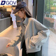 DGOV短款外套女2025秋季新款棒球服休閑顯瘦夾克開(kāi)衫上衣寬松百搭外套 淺灰色 S 【85--100斤】