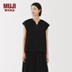 無印良品（MUJI）強捻 法國袖罩衫 短袖上衣女款女裝純棉25年夏季 BC2MMC5S 黑色 M (160/84A)