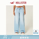 HOLLISTER25春夏新款baggy風破洞低腰闊腿牛仔褲女裝KI355-5393 破洞款，淺色 26 150/66A 2短版