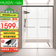 惠達(dá)（HUIDA）淋浴房一字型極窄家用衛(wèi)生間浴室干濕分離緩沖玻璃隔斷雙移門浴屏 拉絲灰【無(wú)吊架 雙向緩沖移門】 【寬1.6-1.7米/2米高】