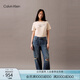 Calvin KleinJeans25春夏女美式復(fù)古ck純棉寬松慵懶松弛感破洞牛仔褲47B925G