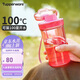 特百惠（Tupperware）晶彩mini塑料杯280ML 男女學生夏季水杯子兒童雙飲口便攜 蜜桃粉
