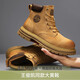 頭層真皮馬丁靴男冬季加絨福建晉江男棉鞋工裝靴2025年新款大黃靴 黃色 35 (225mm)
