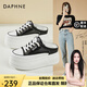 達(dá)芙妮（DAPHNE）2025新款皮包頭半拖鞋女夏季外穿松糕厚底軟底透氣網(wǎng)面涼拖增高女 黑色 36