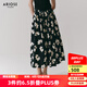 艾諾絲雅詩【商場同款】2025夏季新品100%棉碎花半身裙長裙大裙擺40413595 黑底米花 S