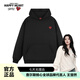 查爾斯桃心連帽衛(wèi)衣男女情侶同款純色基礎(chǔ)百搭運(yùn)動(dòng)休閑套頭上衣 黑色 L