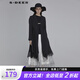 S.DEER圣迪奧女裝時尚百搭夏季長款蕾絲拼接收腰風衣S20181808 黑色/91 S 160