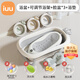 iuu嬰兒洗澡盆 可折疊寶寶浴盆大號(hào) 洗澡神器躺托浴架新生兒童用品 【北歐灰】+浴架+浴墊+臉盆*3 材質(zhì)：FAD食品級(jí)材質(zhì)檢測(cè)認(rèn)證