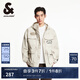 杰克·瓊斯（JACK&JONES）25年男裝戶外工裝風(fēng)外套男春秋款寬松滿印連帽休閑夾克男士多口袋 C63卡其色 M
