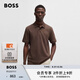 BOSS【100%棉】男士2025夏季新款徽標(biāo)印花棉質(zhì) Polo 衫 248-棕色 L
