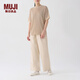 無印良品（MUJI）女式 羊絨 短袖毛衣 針織女裝上衣冬季 BG87CC3A 米色 L 165/88A