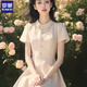 羅蒙法式連衣裙女2025夏季款獨特別致高級感小清新收腰顯瘦米白色裙子 米色小清新連衣裙 XL 建議115-125斤內(nèi)