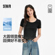 森馬（Semir）[商場(chǎng)同款]短袖T恤女短款涼感緊身2025夏大圓領(lǐng)上衣101325100006