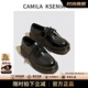 CAMILA KSENIA厚底小皮鞋女2025新款時(shí)尚夏季真皮橡膠底馬丁鞋英倫風(fēng)黑色樂(lè )福鞋 黑色 37