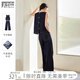 對(duì)白復(fù)古高級(jí)感牛仔套裝女2025夏季新款無(wú)袖上衣闊腿褲時(shí)髦兩件套 牛仔藍(lán) L