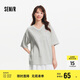 森馬（Semir）短袖T恤女中長款V領(lǐng)蕾絲繡花2025夏oversize上衣氣質(zhì)109325100033