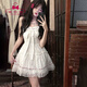 蜜樂奇連衣裙女2025春秋季新款夢境芭蕾少女白色蕾絲鏤空甜美短款吊帶裙 白色 M 【適合96-106斤】