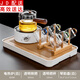 正揚電陶爐煮茶壺套裝家用玻璃煮茶器側(cè)把泡茶壺耐高溫小型茶爐燒水壺 電熱爐雅白直覺六色杯+架+琴韻白