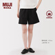 無印良品（MUJI）女式 水洗 平紋 短褲 休閑 褲子女款夏季款女裝中褲 外穿 黑色5S M (160/66A)
