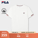 FILA 斐樂(lè)官方男子針織短袖衫2025夏新款時(shí)尚休閑簡(jiǎn)約基礎(chǔ)圓領(lǐng)T恤 云白-WT M 170/92A/M