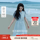 茵曼（INMAN）【苧麻】章若楠同款法式娃娃領(lǐng)連衣裙女裝2025夏季新品泡泡袖裙子 淺藍色【好評返現】 XL