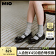 MIO米奧夏季圓頭低跟蝴蝶結(jié)單鞋珍珠帶舒適俏皮瑪麗珍女鞋 黑色 36