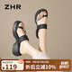 ZHR厚底拖鞋女水鉆夾趾夏季女鞋配裙子休閑沙灘鞋女 CE20 黑色  36 