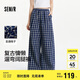 森馬（Semir）休閑褲女肌理格子闊腿褲ins潮2025夏季復(fù)古遛彎長褲109325127012
