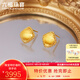 六福珠寶足金絲綢金紐扣黃金耳釘耳飾送禮 計價 GJGTBE0016 3.80克(含工費740元) 配硅膠耳堵